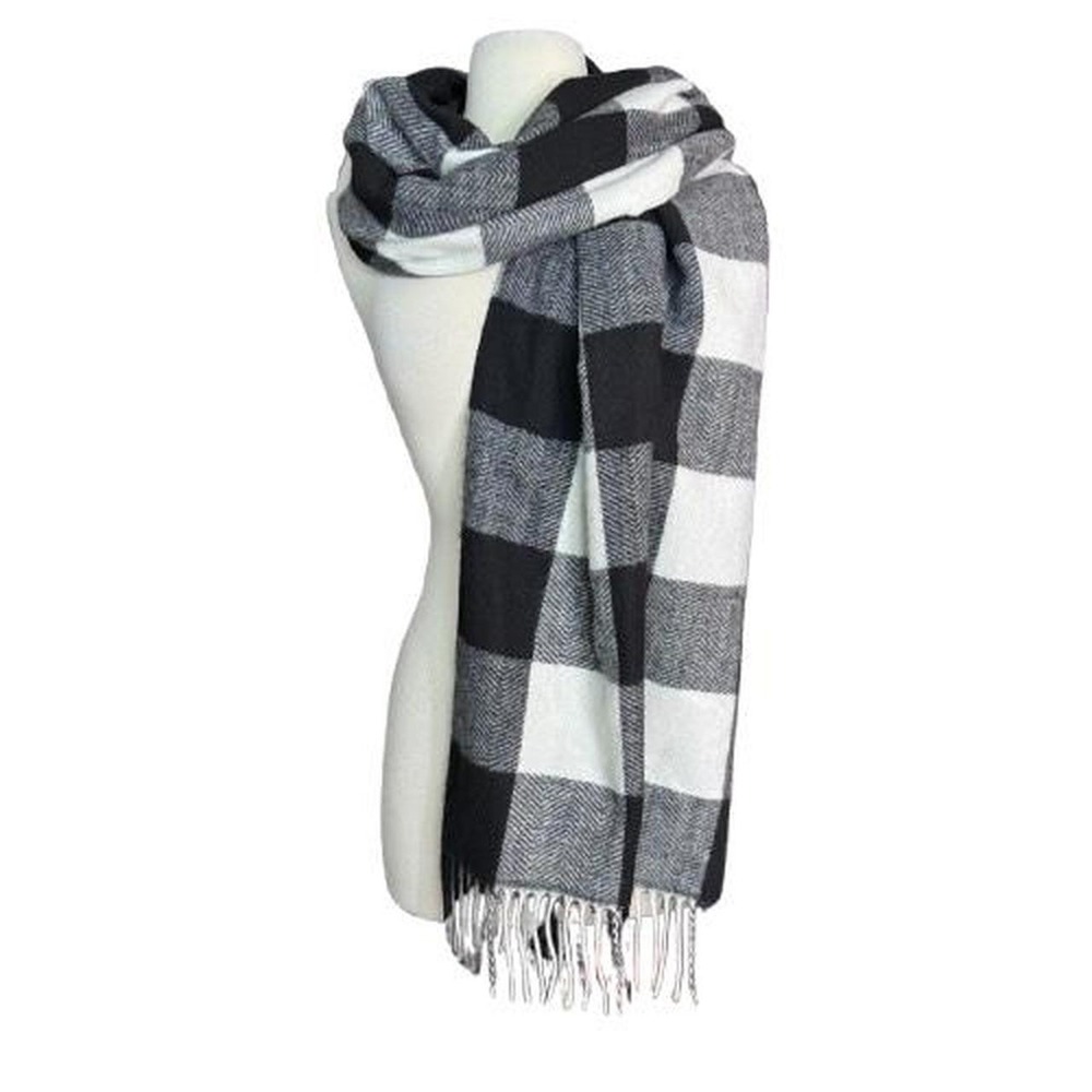 Oversized, black and white checkered scarf emo grunge SUper soft goth scarf